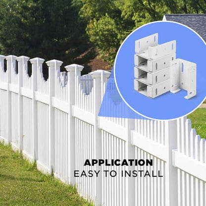 2-3/4" Rails Brackets Kit, White Aluminum Vinyl Fence Post (Set 8)