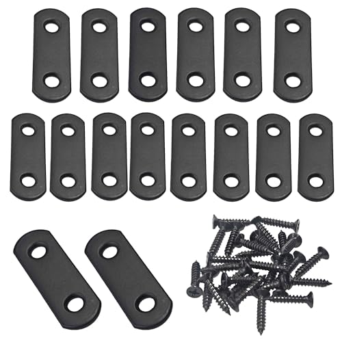 16Pcs Stainless Steel Flat Straight Brace Mending Joining Repair Plates Bracket with Screws for Wood Board Bed Frame Furniture (1.86" x 0.6") - size: 1.86" x 0.6"