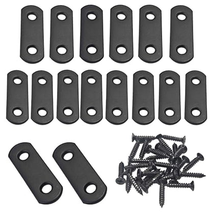 16Pcs Stainless Steel Flat Straight Brace Mending Joining Repair Plates Bracket with Screws for Wood Board Bed Frame Furniture (1.86" x 0.6") - size: 1.86" x 0.6"