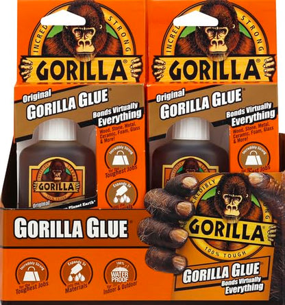 Gorilla Glue Original Waterproof Polyurethane Wood Glue Multi-Purpose Strong Adhesive Super Glue Strength - 2 Ounces