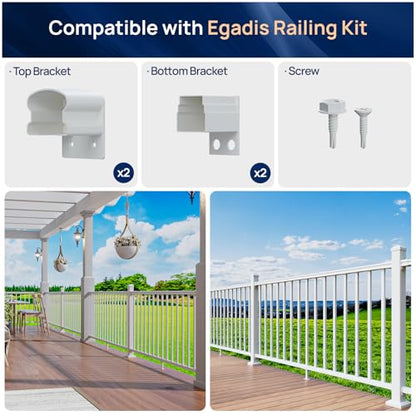 Egadis 4 Pack Modular Aluminum Fixed Railing Bracket, White - color: White Level Fixed Bracket - 4x Pack