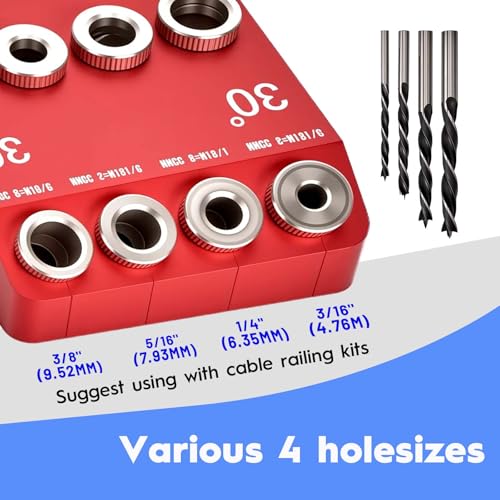 Multi Angle Drill Guide Jig 30 45 90 Degree with 4 Drill Bits