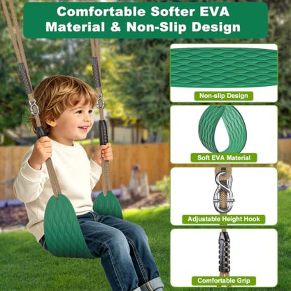 2Pack Heavy Duty Swing Seats for Kids Green Soft EVA Anti Slip Seat Outdoor - color: Green Soft Eva & U-shape Swing Seats
