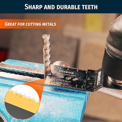 3pcs Titanium Oscillating Tool Saw Blades, Quick Release for Cutting Construction Wood, Plastic, and Metal. Compatible with Dewalt, Bosch, Milwaukee, Ryobi, and More!