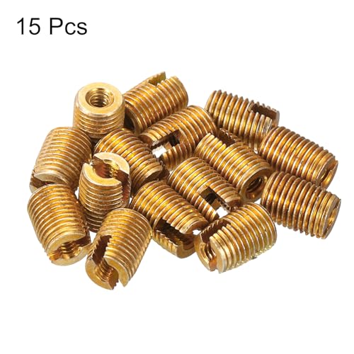 uxcell Self Tapping Threaded Inserts, 15pcs M2-0.4 Female to M4.5-0.5 Male Carbon Steel Slotted Thread Repair Inserts Nuts, 6mm Long - size: M2 x M4.5 x 6mm