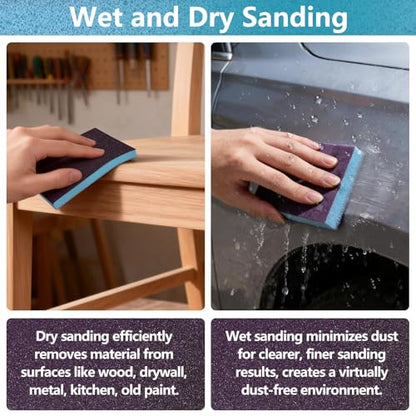 18 Pack Wet Dry Sanding Sponge Set, 400 Grit Foam Blocks Sandpaper - style: 400 Grit