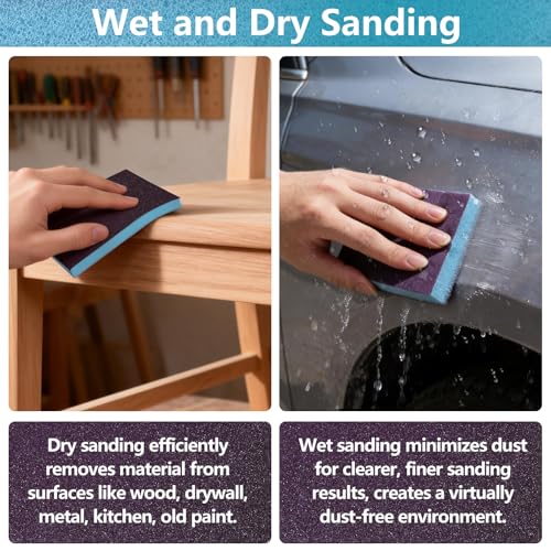 18 Pack Wet Dry Sanding Sponge Set, Mix Grit Foam Blocks Sandpaper - style: Mix Grit