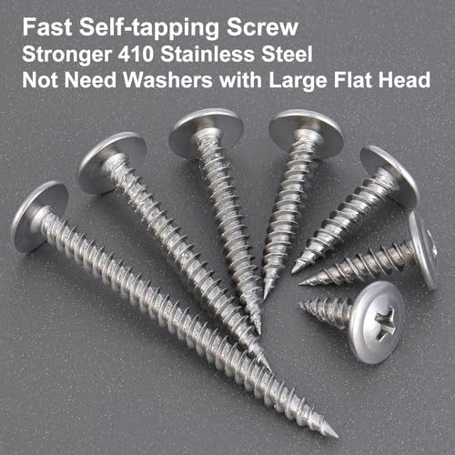 VGBUY 150Pcs #8x1 Wood Screws Phillips Modified Truss Head Stainless Steel 410 Quick Metal Self Tapping Screws - color: Silver, size: #8 x 1 inch