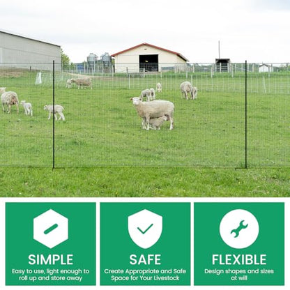 Non Electric Fence Netting 40" x164' Poultry Fence with Double Spiked Post