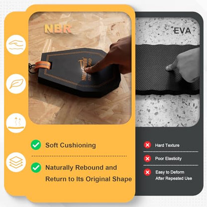 MELOTOUGH Mini Kneeling Pads with Badge Reel for Work, 1" Thick Soft NBR Foam Kneeling Pad for Mechanics, Construction, Electricians, Plumbers - Portable & Comfortable (Black) (Pack of 2) - size: One Size (Pack of 2)