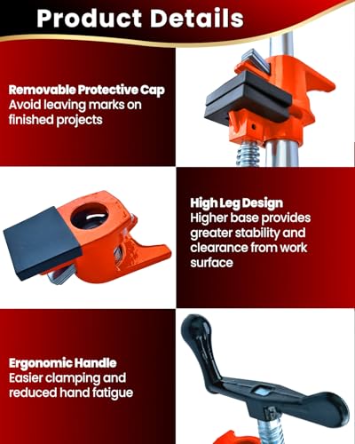 3/4" Pipe Clamps 6 Pack, Wood Gluing Bar Clamp with Pads - style: Orange, 3/4 IN with Pads