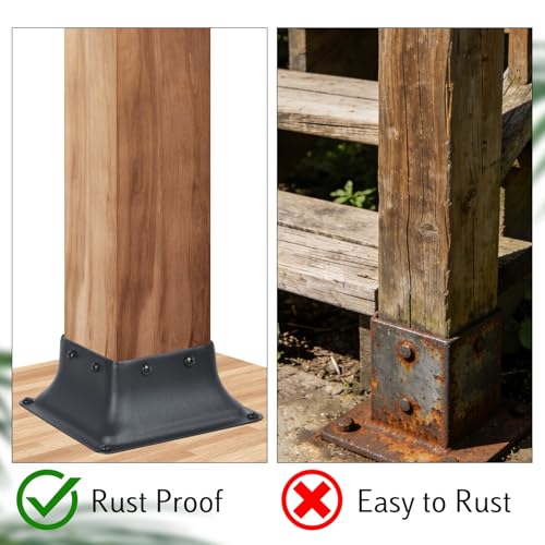 WellMade 4x4 Post Base 2 Pack, Structural Post Anchor Bracket in Heavy Duty Carbon Steel, Black Powder-Coated Finish for Deck Supports, Fencing & Outdoor Projects - size: 2 Pack