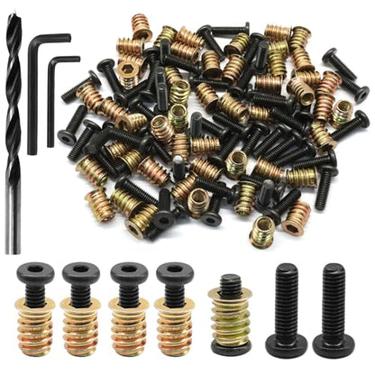 Litoexpe 50 Pcs 1/4"-20 Wood Threaded Inserts - size: 50 PCS