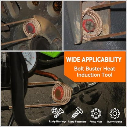 Induction Heater Bolt Removal, 1200W Induction Bolt Heater Tool with 8 Coils, Heat Stripped Bolt Remove for Rusted Nuts, Screws (Orange) - color: Orange