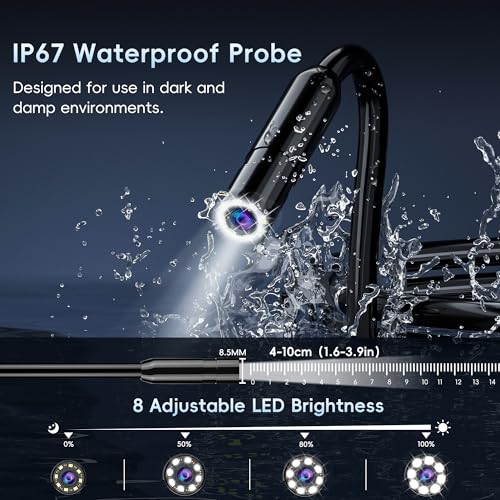 32.8FT Inspection Endoscope Camera with Light,1080P HD Borescope Camera - size: 32.8FT