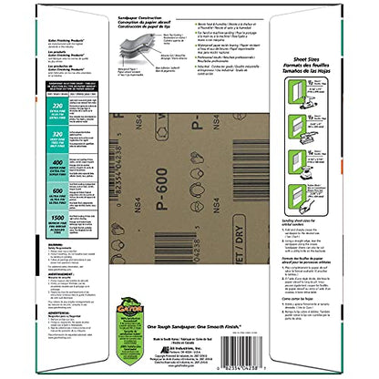 Gator 9" x 11" Waterproof Sanding Sheets, 600 Grit, 25 Pack - size: 600 Grit