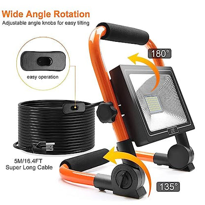 LTE 50W LED Work Light 4300LM Portable Work Light with 16.4FT Cord