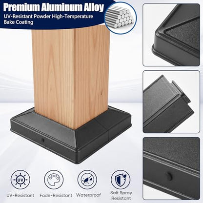 4-Pack Aluminum 4x4 Deck Post Base Cover, Split Post Trim Black - color: Black Minimalist Style