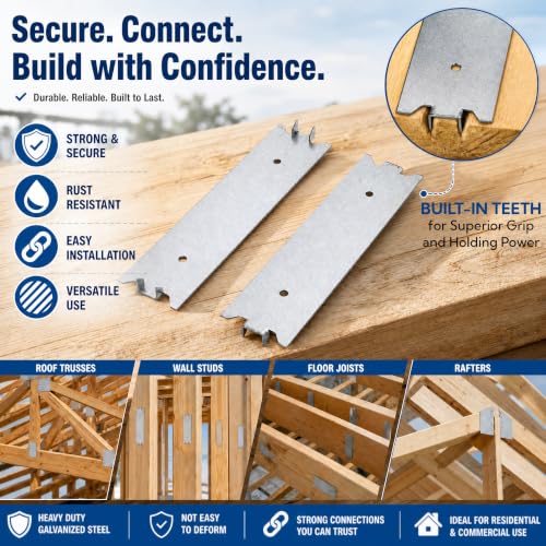 ZAVOOS 50 Pack 1.5 x 6 Inch Nail Plates for Wood Studs