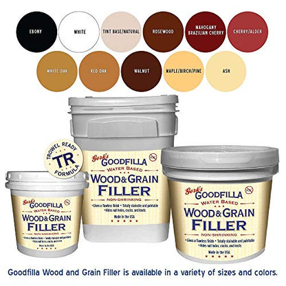 Water-Based Wood & Grain Filler (Trowel Ready) - Mahogany - 1 Gallon By Goodfilla | Replace Every Filler & Putty | Repairs, Finishes & Patches | Paintable, Stainable, Sandable & Quick Drying - color: Mahogany, size: 1 Gallon