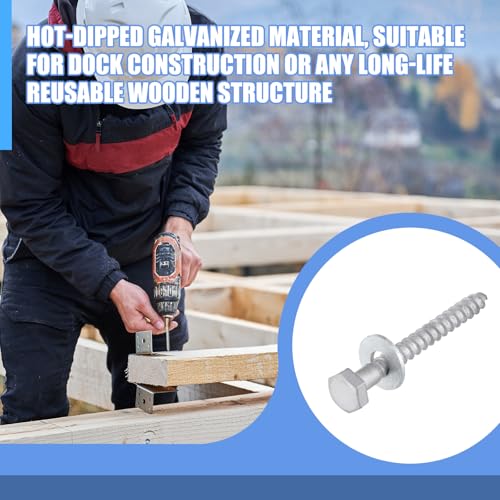 100 Pcs 3/8" x 3-1/2" Lag Bolts for Wood Lag Screws with Washers Bulk - size: 3/8" X 3.5"