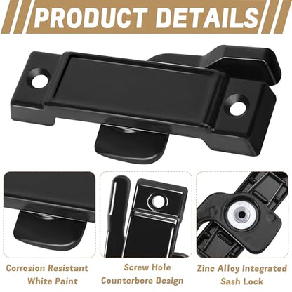 4 Pcs F2590 Windows Replacement Sash Lock, Center Sash Lock with Screw - color: Black F2590-4Pcs