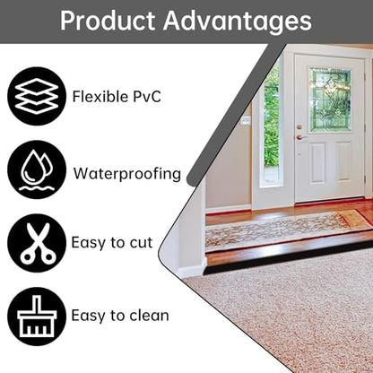 36" Self-Adhesive Vinyl Floor Transition Strip for Doorways – Waterproof Carpet Threshold Cover (Black, Fits Heights 1/2''~3/5'')