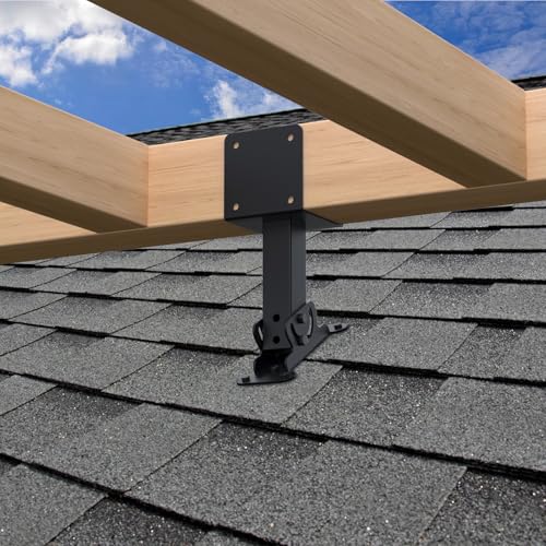4"x4" Heavy Duty Roof Riser Brackets, 180° Adjustable Angle Pergola Roof Brackets, Black Metal Roof Riser Brackets for Patio Cover, Pergola, Gazebo, Wood Post (6 Pack) - color: Adjustable direction and base, size: 6pcs