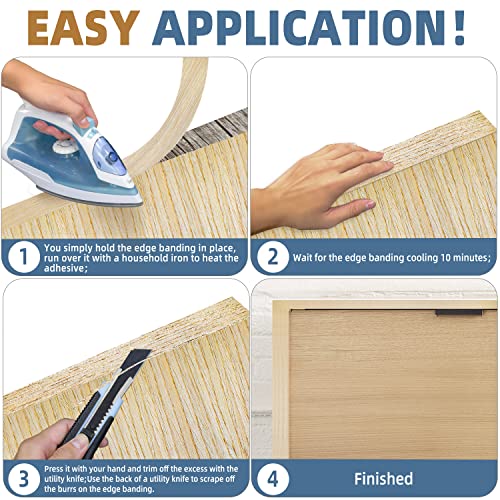 White Oak Edge Banding, 3/4 inch x 50ft roll of Veneer Real Wood Edge Banding Pre-glued Flexible, Tape Banding for Cabinet Repair - color: Oak, size: 3/4"x 50FF