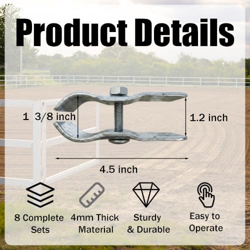 8 Pack Wood Panel Clamps, Horse Panel Clamps Fit 1-3/8" Livestock Panels