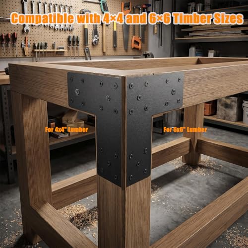 4PCS L Post Bracket,10"x10" Heavy Duty L Brackets,L Beam Brackets - color: L Shape