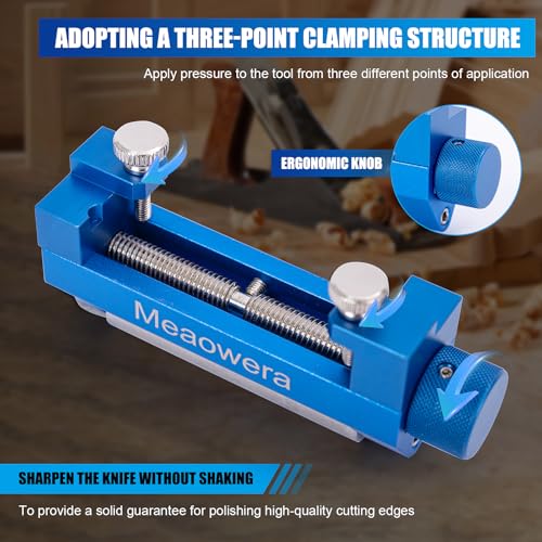 Chisel Sharpening Kit with Sharpening Stones – Wood Chisel Sharpener Honing Guide Set for Chisel Sharpening, Planer Blade Sharpener – Complete Wood Chisel Sharpening Kit with Whetstone - color: Blue Honing Guide and Stone