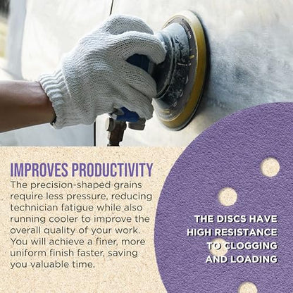 Dura-Gold 40 Grit 5" Purple Film Ceramic Sanding Discs, Box of 25, 8-Hole - style: 40 Grit