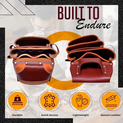 Rising Star Wears Genuine Leather Tool Belt Pouch, 22-Pocket Maroon Tool Bag - color: Maroon