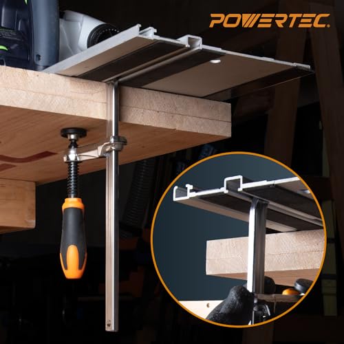 POWERTEC Quick Screw Guide Rail Clamps for BOW XTENDER Fences, MFT Table, Track Saw Guide Rail System, 7” Capacity x 2-3/8” Throat Depth, 400lbs Clamping Force (71409) (Pack of 20) - size: 7" Guide Rail Clamp, Pack of 20