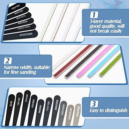 Honoson 70 Pcs Sanding Sticks Polishing Sticks Fine Sanding Twig Coded Abrasive Sand Twig for Plastic Model Assorted Metal and Wood Sand Tool Accessory for Craft(Low Grits Rating,Water Drop) - style: Water Drop