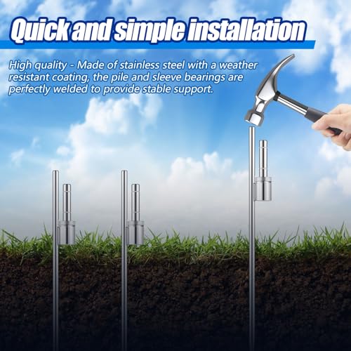 Pelopy 2 Pcs 20 Inch Feather Flag Ground Spike Stake Flag Base Heavy Duty - size: 20 Inch