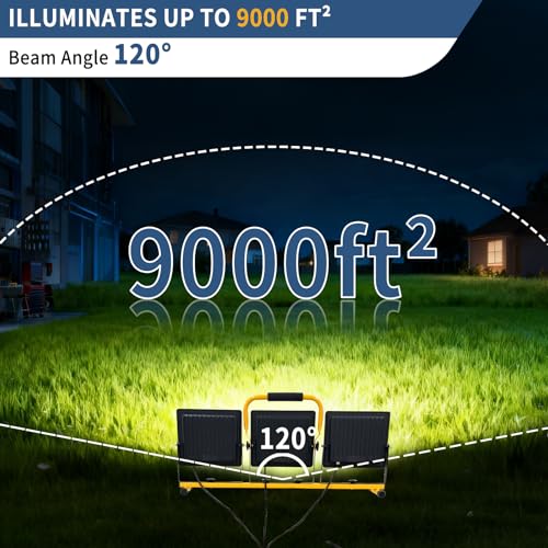 30000LM LED Work Light with Stand & Tripod 3 Head Dimmable IP66 - color: 3 Pack