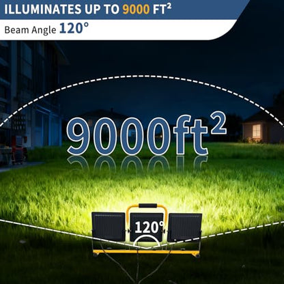 30000LM LED Work Light with Stand & Tripod 3 Head Dimmable IP66 - color: 3 Pack