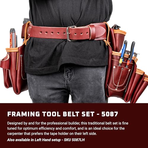 Occidental Leather Framing Tool Belt Set - Medium - 21 Pockets & Tool Holders - Premium Top-Grain Leather - Made in USA - size: Medium