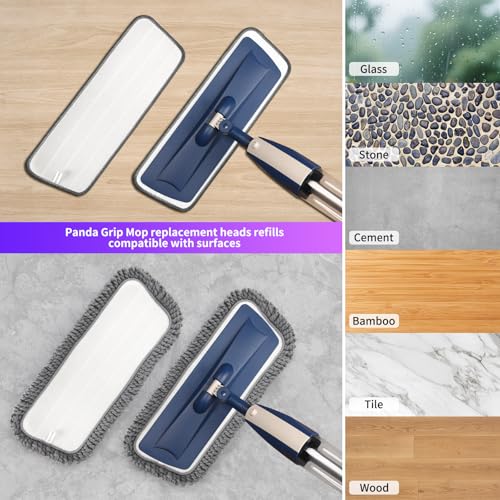 16.5" Microfiber Mop Pads Refills, 3 Pack Reusable Replacement Heads - color: 16"grey*3