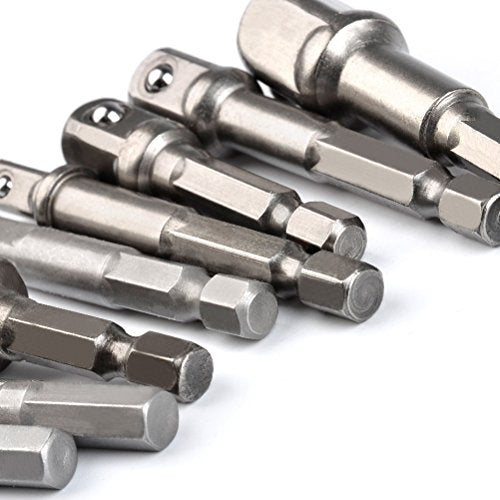 TIMESETL 8pcs Impact Adaptor Set - 1/4" 3/8" 1/2" Hex Shank Square Nut Drill Extension Bit Set