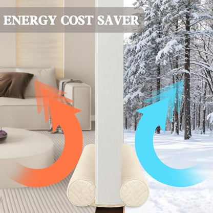 Ciieyuo Velvet Under Door Noise Stopper Draft Blocker, 30-36", Beige 2 Pack - color: White Beige, size: 2pcs[30"-36"]
