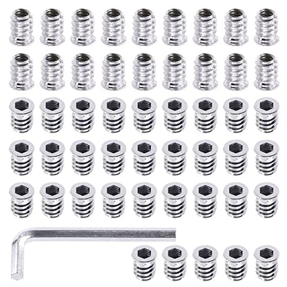 Swpeet 50Pcs 1/4" - 20 x 15mm Carbon Steel White Zinc Plated Carbon Furniture Screw in Nut Threaded Wood Inserts Threaded Inserts Bolt Fastener Connector Hex Socket (1/4" - 20 x 15mm) - size: 1/4" - 20 x 15mm