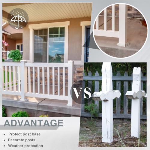 Thyle 2 Pack 4x4 Inch Vinyl Post Skirts One-piece Post Base Trim, White - size: 4x4 Inch