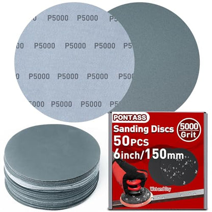 5000 Grit 6 Inch Wet Dry Sanding Discs,50Pcs Hook & Loop Sandpaper - style: 5000 Grit