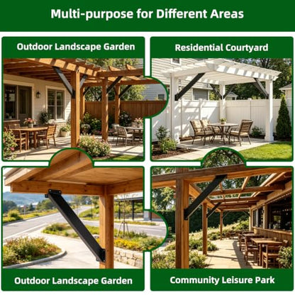 12Pcs 45 Degree Angle Bracket Support Kit for Wood Pergola Kits - size: 12