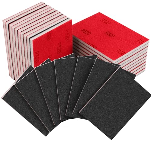 20PCS 3 x 4 Inch 320 Grit Sanding Sponge, Ultra Fine Sanding Sponges Pads, Soft Foam Hand Sanding Block Dry Wet Sandpaper Blocks for Model Drywall Metal Wood Furniture Polishing - style: 320 Grit 20PCS