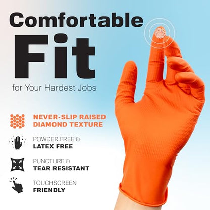 Raxwell Nitrile Gloves, Disposable Gloves, Puncture Resistant, Diamond Grip - size: Medium, style: 100 Count