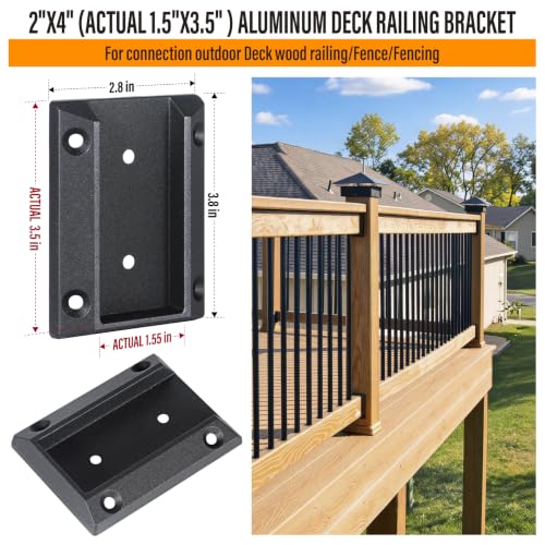 ADC-12 Aluminium Deck Railing Brackets Connector, for 2 "x4 (Actual: 1.5"x3.5") Connection of Wooden Deck Railing Posts to Handrail Deck Railing Brackets (60 pcs, Black)